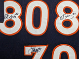 FRAMED DENVER BRONCOS 2X SB CHAMPS 3X AUTOGRAPHED SIGNED JERSEY JSA COA