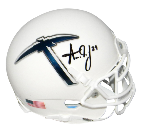 AARON JONES SIGNED AUTOGRAPHED UTEP MINERS WHITE MINI HELMET JSA