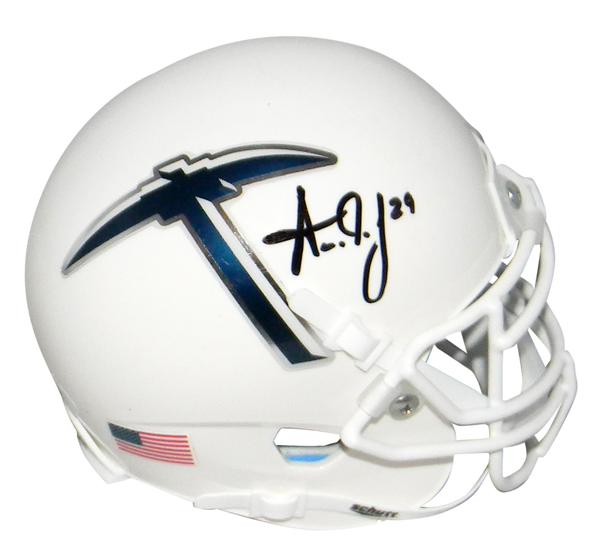 AARON JONES SIGNED AUTOGRAPHED UTEP MINERS WHITE MINI HELMET JSA