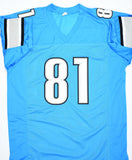 Calvin Johnson Autographed Blue Pro Style Jersey-Beckett W Hologram *Black *1