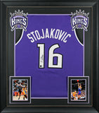 Peja Stojakovic Authentic Signed Purple Pro Style Framed Jersey BAS Witnessed