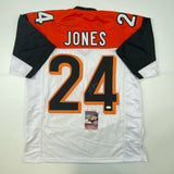 Autographed/Signed Adam Pacman Jones Cincinnati White Football Jersey JSA COA