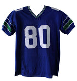 Steve Largent Autographed/Signed Pro Style XL Blue Jersey HOF Beckett 24058