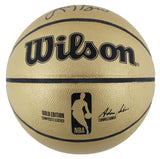 Magic Johnson & Larry Bird Signed Gold Wilson Basketball w/ Case BAS Witnessed