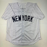 Autographed/Signed Aaron Boone New York Pinstripe Baseball Jersey Beckett COA