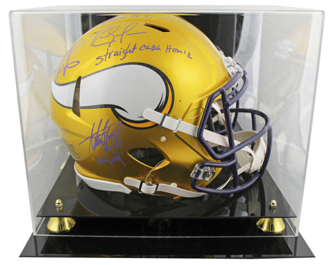 (3) Moss, Carter & Peterson Signed Flash F/S Speed Proline Helmet W/ Case BAS W