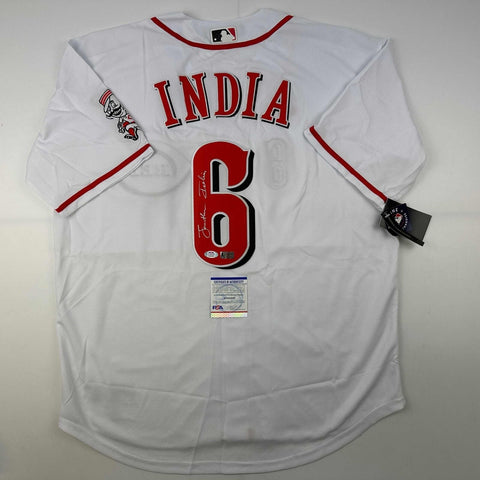 Autographed/Signed Jonathan India Cincinnati White Baseball Jersey JSA COA