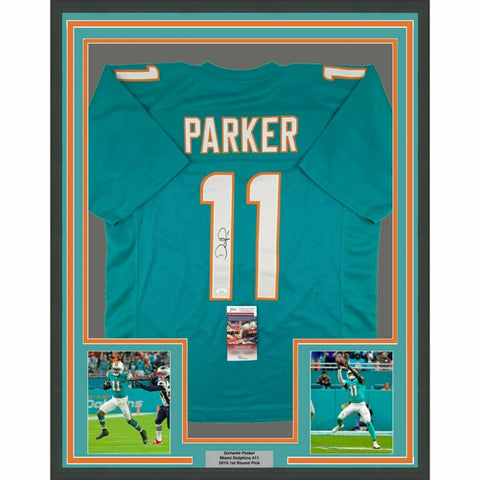 FRAMED Autographed/Signed DEVANTE PARKER 33x42 Miami Teal Jersey JSA COA Auto