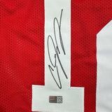 Framed Autographed/Signed Cardale Jones 35x39 Ohio State Red Jersey Tristar COA