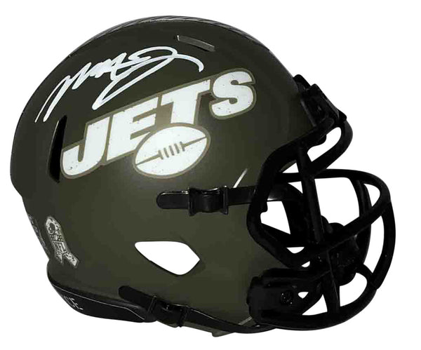 MECOLE HARDMAN SIGNED NEW YORK JETS SALUTE TO SERVICE SPEED MINI HELMET BECKETT