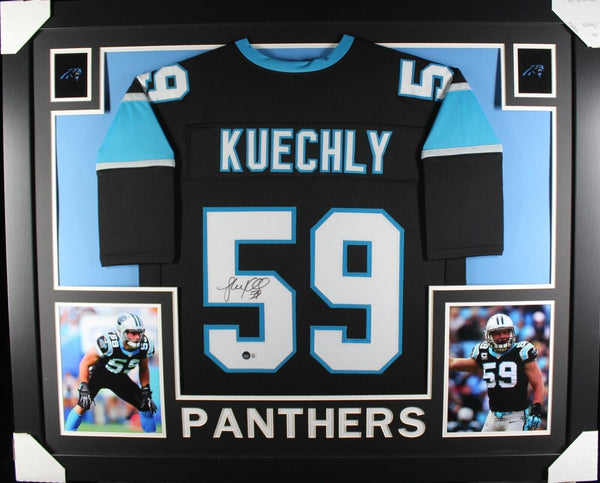 LUKE KUECHLY (Panthers black SKYLINE) Signed Autographed Framed Jersey Beckett