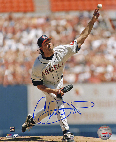 Chuck Finley Signed Angels White Jersey Pitching 8x10 Photo - (SCHWARTZ COA)