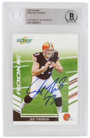 Joe Thomas autographed 2007 Score RC Football Card #355 - (Beckett Encapsulated)