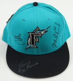 Mike Redmond, Tim Raines & Derrek Lee Signed Florida Marlins Fitted Hat/ JSA COA