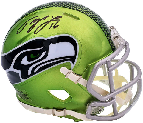 TYLER LOCKETT AUTOGRAPHED SEAHAWKS FLASH GREEN SPEED MINI HELMET MCS HOLO 200482