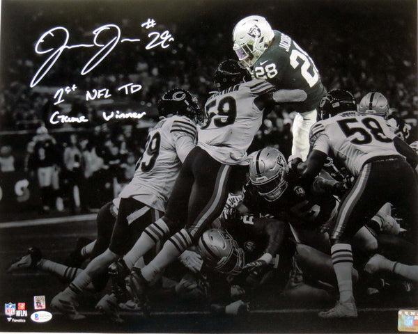 Josh Jacobs Signed Las Vegas Raiders Spotlight 16x20 1st NFL TD Game Winner BAS