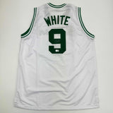 Autographed/Signed Derrick White Boston White Basketball Jersey Beckett BAS COA