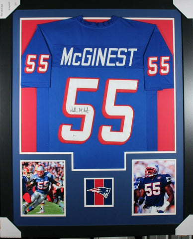 WILLIE MCGINEST (Patriots throw TOWER) Signed Autograph Framed Jersey Beckett