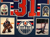 FRAMED GRANT FUHR AUTOGRAPHED SIGNED EDMONTON OILERS JERSEY JSA COA