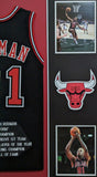 FRAMED CHICAGO BULLS DENNIS RODMAN AUTOGRAPHED SIGNED STAT JERSEY PSA COA