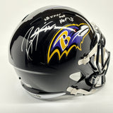 Ray Lewis Autographed Signed Baltimore Ravens FS Rep Helmet HOF 18 STATS MVP BAS