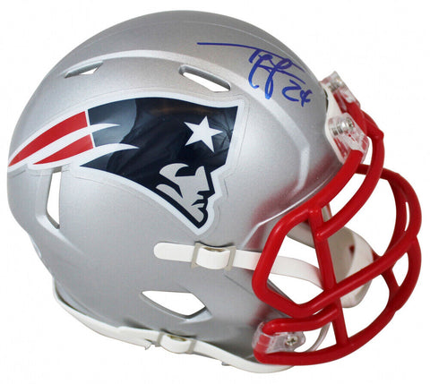 Ty Law Signed New England Patriots Speed Mini Helmet (Beckett COA) 3xSuper Bowl