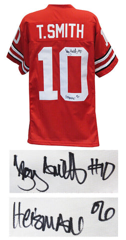 Troy Smith OHIO STATE Signed Red Custom Football Jersey w/Heisman'06 - SS COA