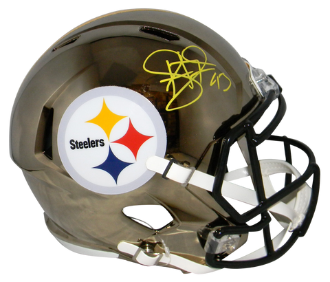 TROY POLAMALU SIGNED PITTSBURGH STEELERS CHROME FULL SIZE SPEED HELMET BECKETT