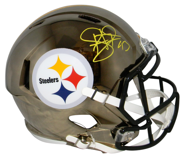 TROY POLAMALU SIGNED PITTSBURGH STEELERS CHROME FULL SIZE SPEED HELMET BECKETT