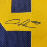 Autographed/Signed Aidan Hutchinson Michigan Blue College Jersey Beckett BAS COA