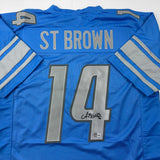 Autographed/Signed Amon-Ra St. Brown Detroit Blue Jersey Beckett BAS COA