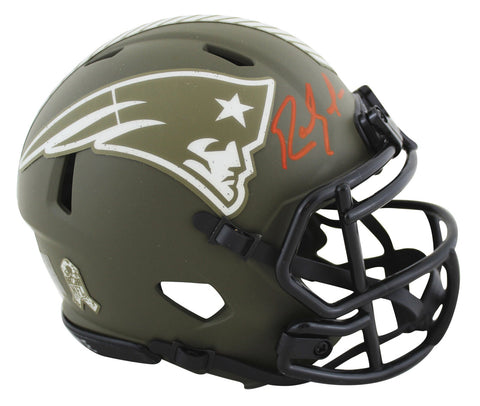 Patriots Randy Moss Signed Salute To Service Speed Mini Helmet BAS Witnessed