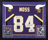 Vikings Randy Moss "Straight Cash Homie" Signed Purple M&N Framed Jersey BAS Wit