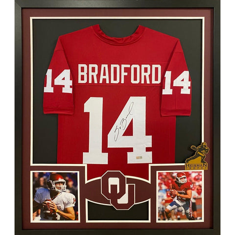 Sam Bradford Autographed Signed Framed Oklahoma Heisman Jersey TRISTAR