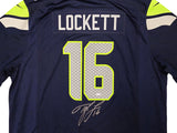 SEAHAWKS TYLER LOCKETT AUTOGRAPHED BLUE NIKE ON FIELD JERSEY SIZE XXL MCS 222047