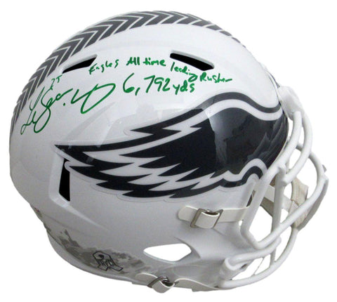 LeSean McCoy Signed/Inscr Eagles Salute To Service Full Size Replica Helmet PSA2