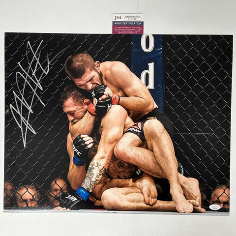 Autographed/Signed Khabib Nurmagomedov vs. Conor McGregor 16x20 Photo JSA COA #1