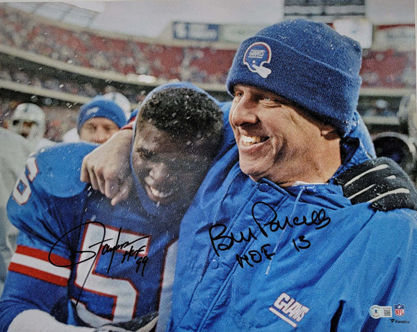 Bill Parcells & Lawrence Taylor Signed NY Giants 16x20 Photo W/HOF Beckett