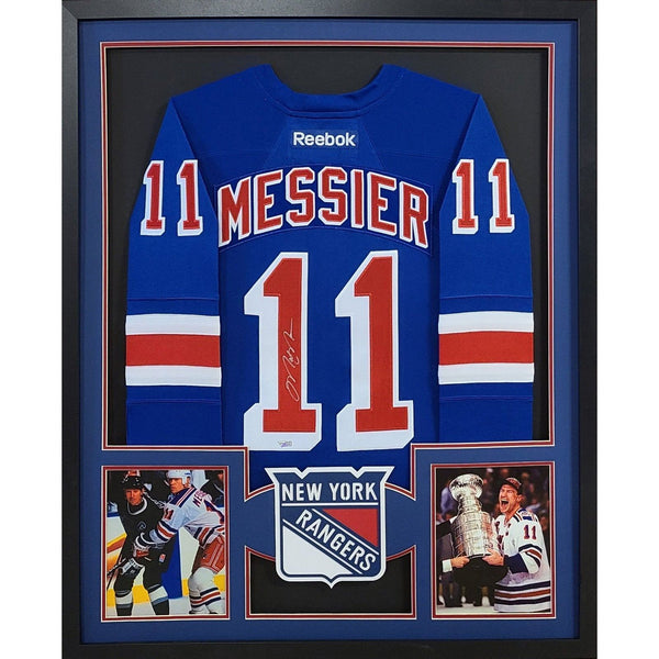 Mark Messier Autographed Signed Framed Blue New York Rangers Jersey JSA