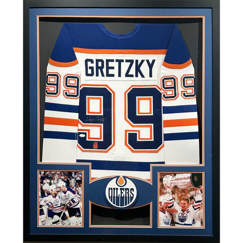 Wayne Gretzky Autographed Signed Framed Edmonton Oilers White Jersey JSA