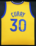 WARRIORS STEPHEN CURRY AUTOGRAPHED SIGNED FRAMED YELLOW JERSEY BECKETT 215856