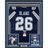 Framed Autographed/Signed Daron Bland 35x39 Dallas Blue Football Jersey JSA COA