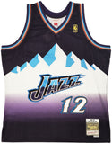 JAZZ JOHN STOCKTON AUTOGRAPHED PURPLE M&N 1996-97 ROAD JERSEY XL BECKETT 224347