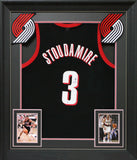 Heat Damon Stoudamire Authentic Signed Black Pro Style Framed Jersey BAS Witness