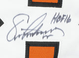 Eric Lindros Signed Custom Orange Hockey Jersey HOF 16 Inscription JSA ITP