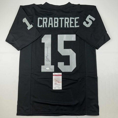 Autographed/Signed Michael Crabtree Oakland Las Vegas Black Jersey JSA COA