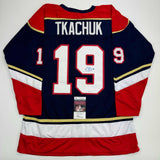 Autographed/Signed Matthew Tkachuk Florida Blue Hockey Jersey JSA COA