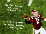 Johnny Manziel Signed Texas A&M 16x20 Aerial Pass PF Photo W/ Insc- Beckett Auth