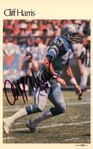 Cliff Harris Autographed Dallas Cowboys Mini Poster 34/50 Beckett 46083