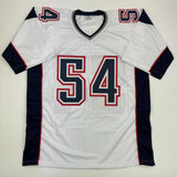 Autographed/Signed Tedy Bruschi New England White Football Jersey Beckett COA